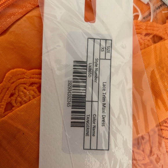 VICI sacha cotton linen crochet tiered midi dress in tangerine NWT - Picture 8 of 9